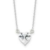 Sterling Silver Polished Heart CZ Necklace